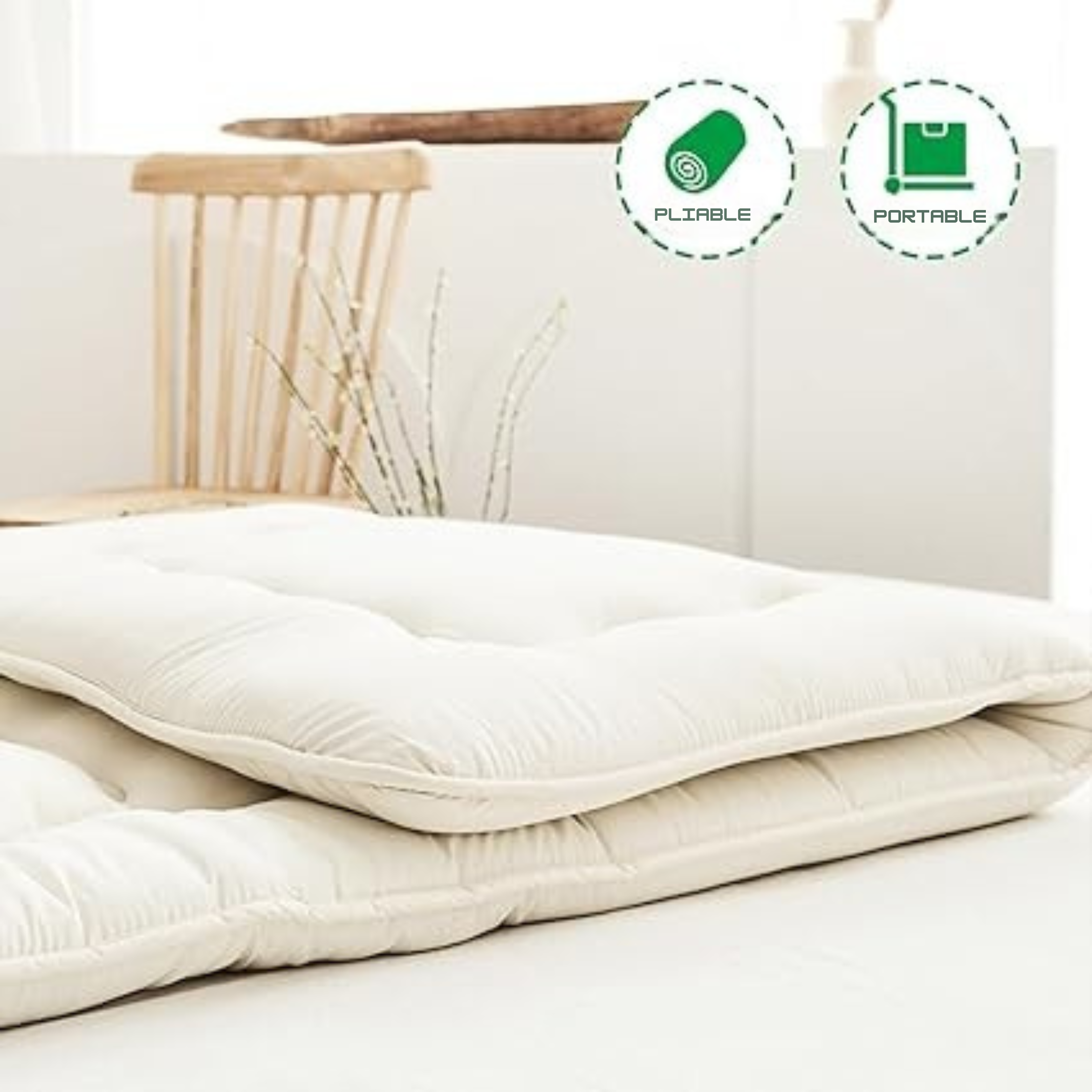 Matelas futon pliable au sol – Confort minimaliste et gain de place