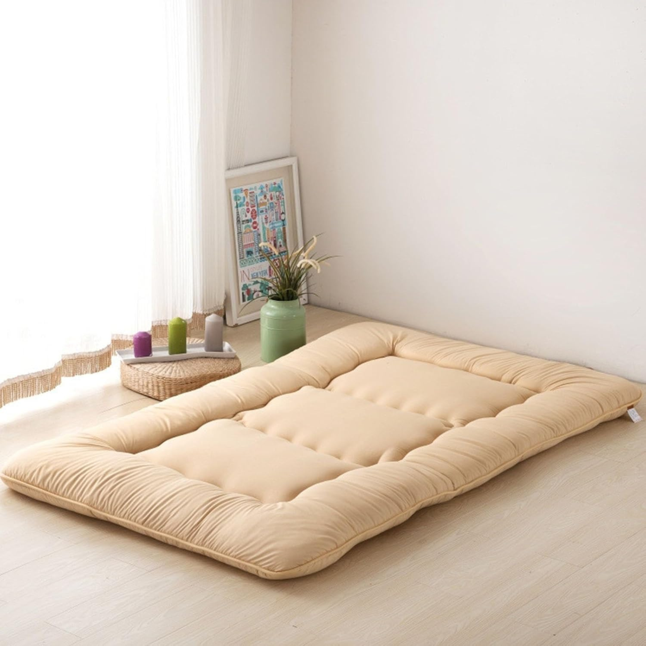 Futon japonais – Matelas futon de sol épais, pliable et respirant – futon confortable et facile à ranger