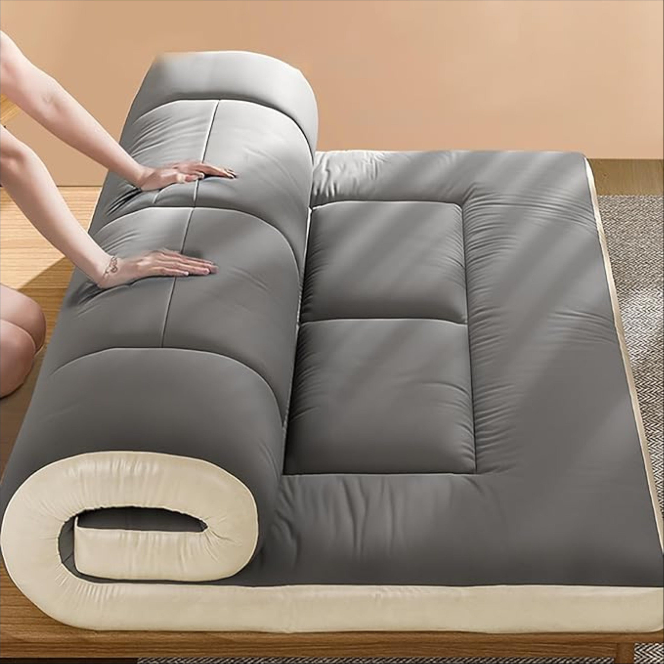 Futon japonais pliable en fibre de soja –  Matelas futon confortable pour chambre, dortoir ou salon